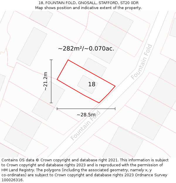 18, FOUNTAIN FOLD, GNOSALL, STAFFORD, ST20 0DR: Plot and title map