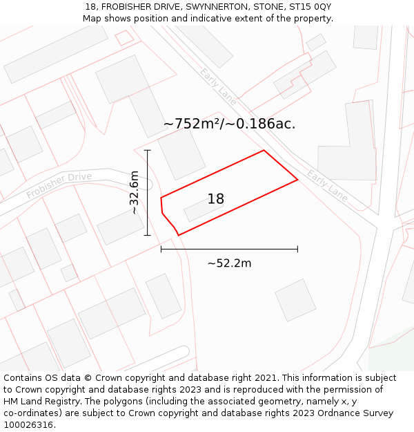 18, FROBISHER DRIVE, SWYNNERTON, STONE, ST15 0QY: Plot and title map