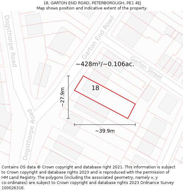 18, GARTON END ROAD, PETERBOROUGH, PE1 4EJ: Plot and title map