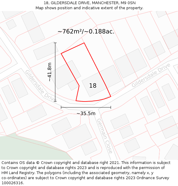 18, GILDERSDALE DRIVE, MANCHESTER, M9 0SN: Plot and title map