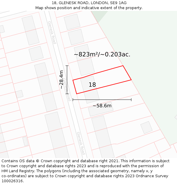 18, GLENESK ROAD, LONDON, SE9 1AG: Plot and title map