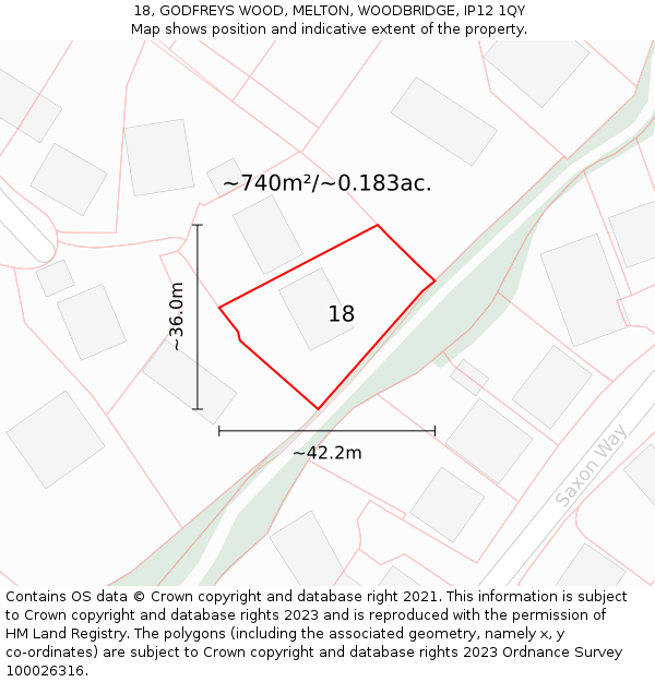 18, GODFREYS WOOD, MELTON, WOODBRIDGE, IP12 1QY: Plot and title map