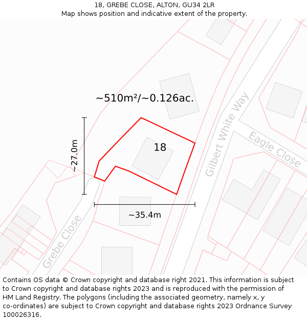 18, GREBE CLOSE, ALTON, GU34 2LR: Plot and title map