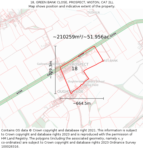 18, GREEN BANK CLOSE, PROSPECT, WIGTON, CA7 2LL: Plot and title map