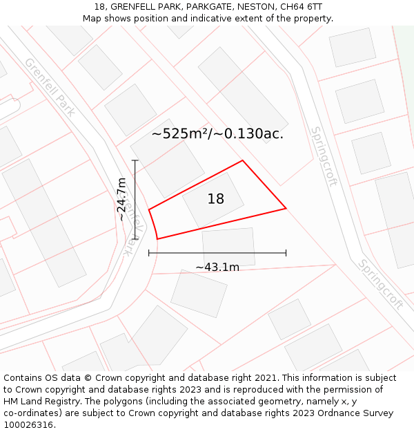 18, GRENFELL PARK, PARKGATE, NESTON, CH64 6TT: Plot and title map