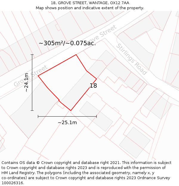 18, GROVE STREET, WANTAGE, OX12 7AA: Plot and title map