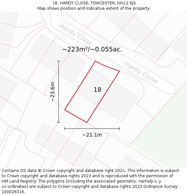 18, HARDY CLOSE, TOWCESTER, NN12 6JS: Plot and title map