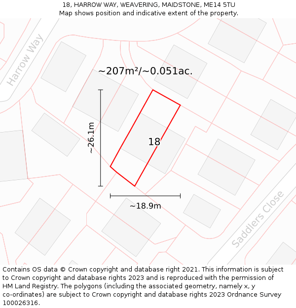 18, HARROW WAY, WEAVERING, MAIDSTONE, ME14 5TU: Plot and title map
