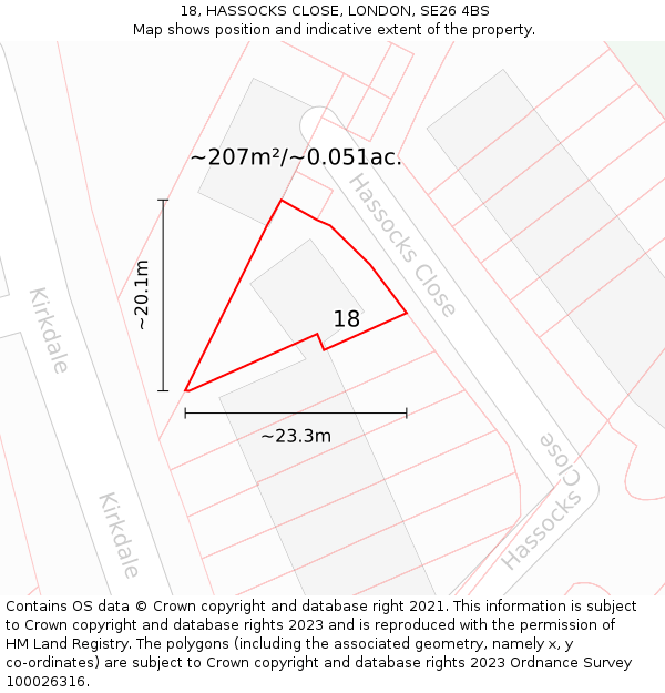18, HASSOCKS CLOSE, LONDON, SE26 4BS: Plot and title map