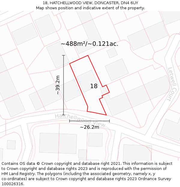 18, HATCHELLWOOD VIEW, DONCASTER, DN4 6UY: Plot and title map