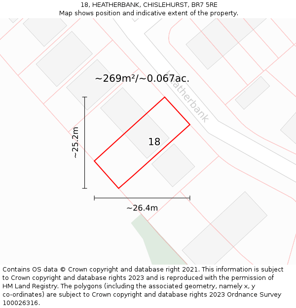 18, HEATHERBANK, CHISLEHURST, BR7 5RE: Plot and title map