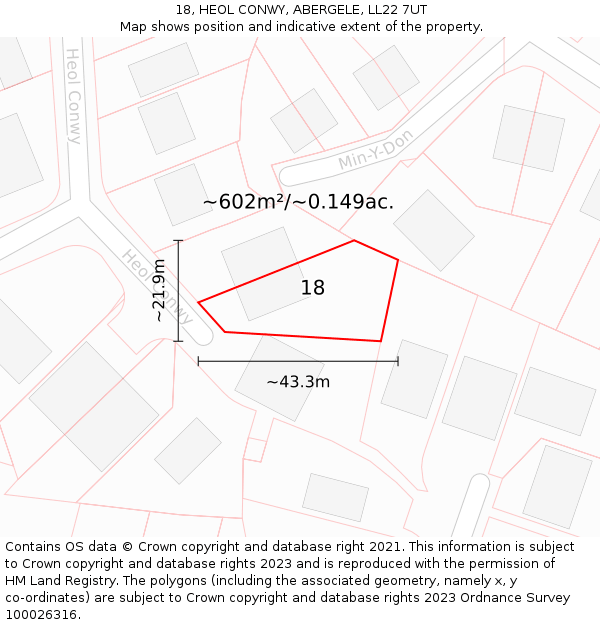 18, HEOL CONWY, ABERGELE, LL22 7UT: Plot and title map