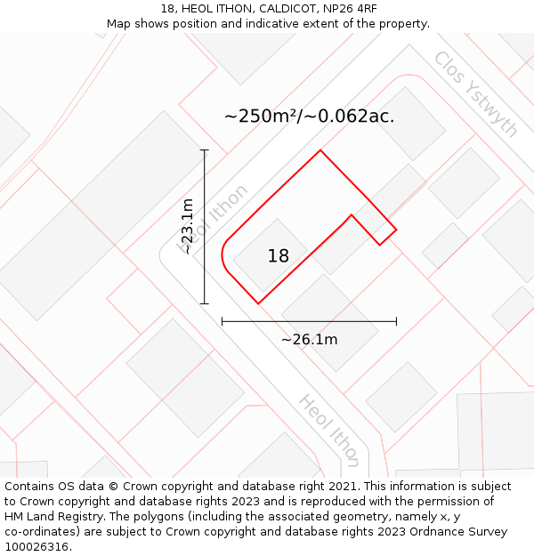 18, HEOL ITHON, CALDICOT, NP26 4RF: Plot and title map