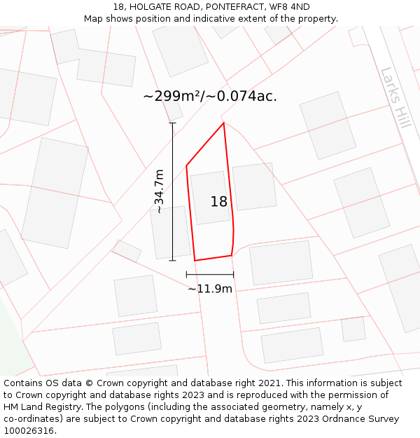 18, HOLGATE ROAD, PONTEFRACT, WF8 4ND: Plot and title map