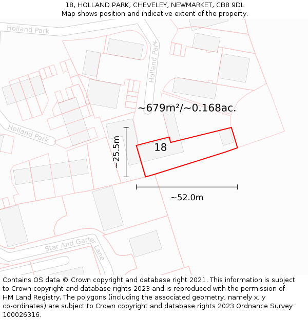 18, HOLLAND PARK, CHEVELEY, NEWMARKET, CB8 9DL: Plot and title map