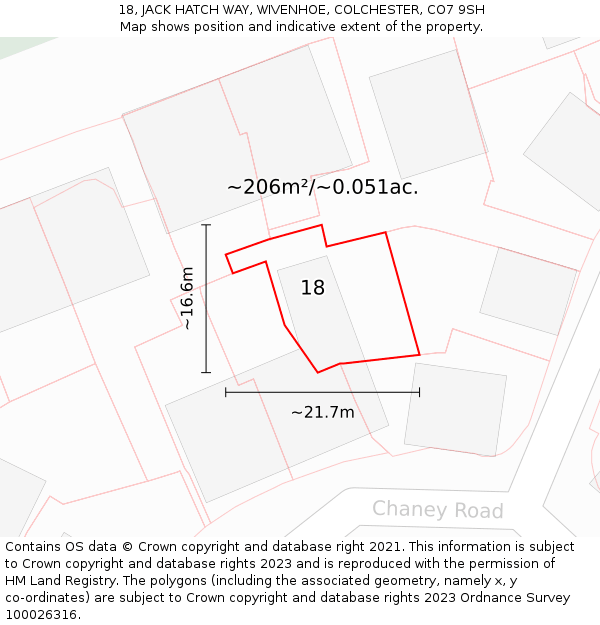 18, JACK HATCH WAY, WIVENHOE, COLCHESTER, CO7 9SH: Plot and title map