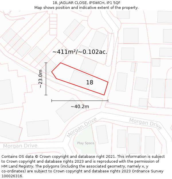 18, JAGUAR CLOSE, IPSWICH, IP1 5QF: Plot and title map