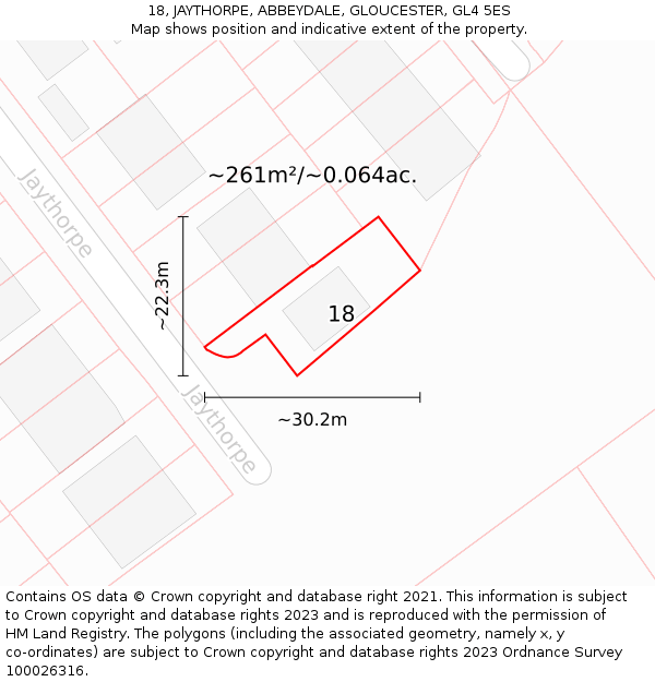 18, JAYTHORPE, ABBEYDALE, GLOUCESTER, GL4 5ES: Plot and title map