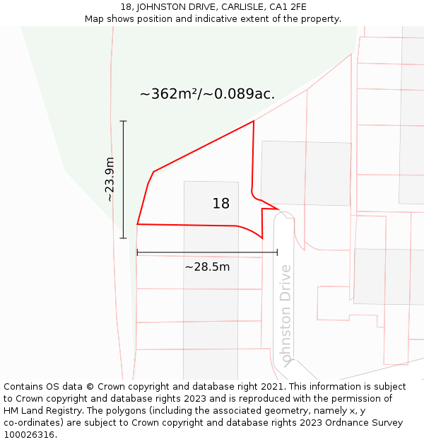 18, JOHNSTON DRIVE, CARLISLE, CA1 2FE: Plot and title map