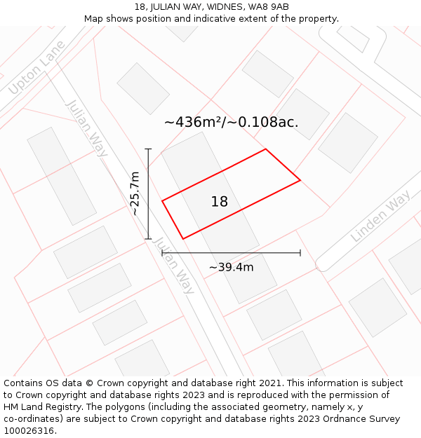 18, JULIAN WAY, WIDNES, WA8 9AB: Plot and title map