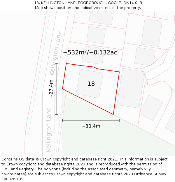 18, KELLINGTON LANE, EGGBOROUGH, GOOLE, DN14 0LB: Plot and title map