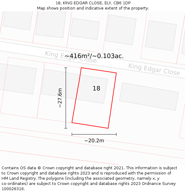 18, KING EDGAR CLOSE, ELY, CB6 1DP: Plot and title map