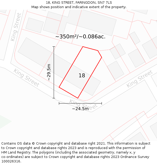 18, KING STREET, FARINGDON, SN7 7LS: Plot and title map