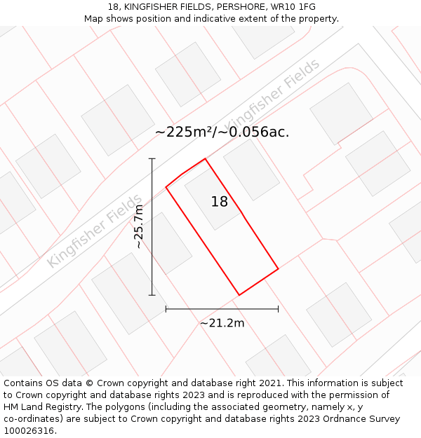 18, KINGFISHER FIELDS, PERSHORE, WR10 1FG: Plot and title map