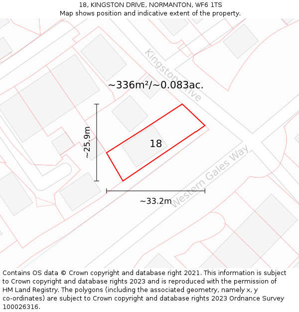 18, KINGSTON DRIVE, NORMANTON, WF6 1TS: Plot and title map