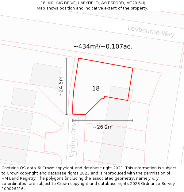 18, KIPLING DRIVE, LARKFIELD, AYLESFORD, ME20 6UJ: Plot and title map