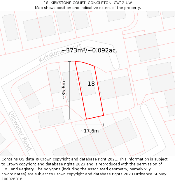 18, KIRKSTONE COURT, CONGLETON, CW12 4JW: Plot and title map