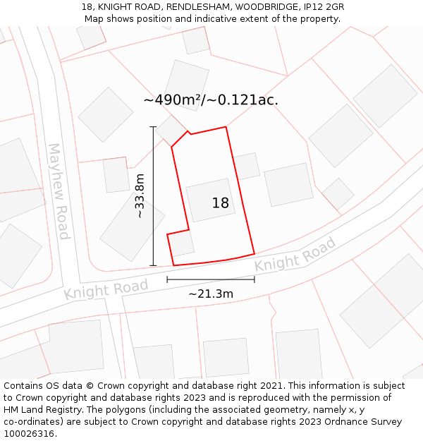 18, KNIGHT ROAD, RENDLESHAM, WOODBRIDGE, IP12 2GR: Plot and title map