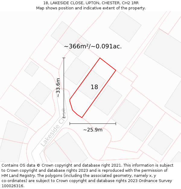 18, LAKESIDE CLOSE, UPTON, CHESTER, CH2 1RR: Plot and title map