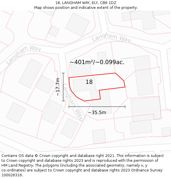 18, LANGHAM WAY, ELY, CB6 1DZ: Plot and title map