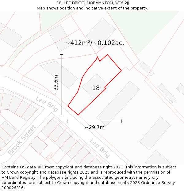 18, LEE BRIGG, NORMANTON, WF6 2JJ: Plot and title map
