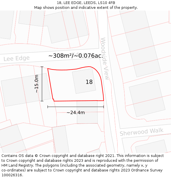18, LEE EDGE, LEEDS, LS10 4FB: Plot and title map