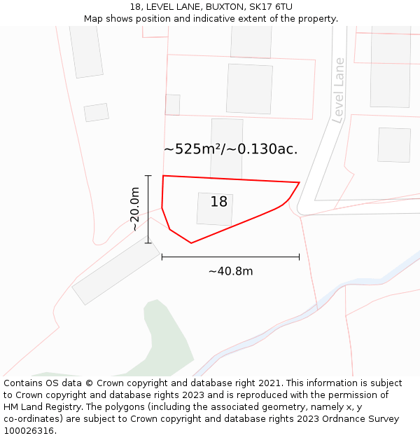 18, LEVEL LANE, BUXTON, SK17 6TU: Plot and title map