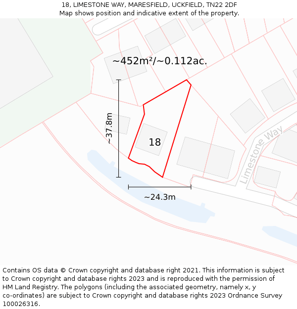 18, LIMESTONE WAY, MARESFIELD, UCKFIELD, TN22 2DF: Plot and title map