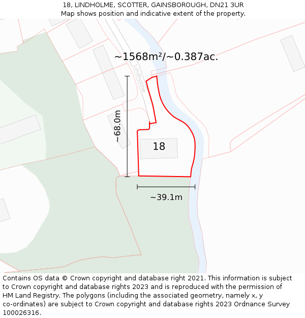 18, LINDHOLME, SCOTTER, GAINSBOROUGH, DN21 3UR: Plot and title map