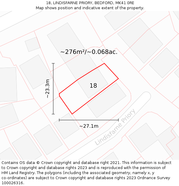 18, LINDISFARNE PRIORY, BEDFORD, MK41 0RE: Plot and title map