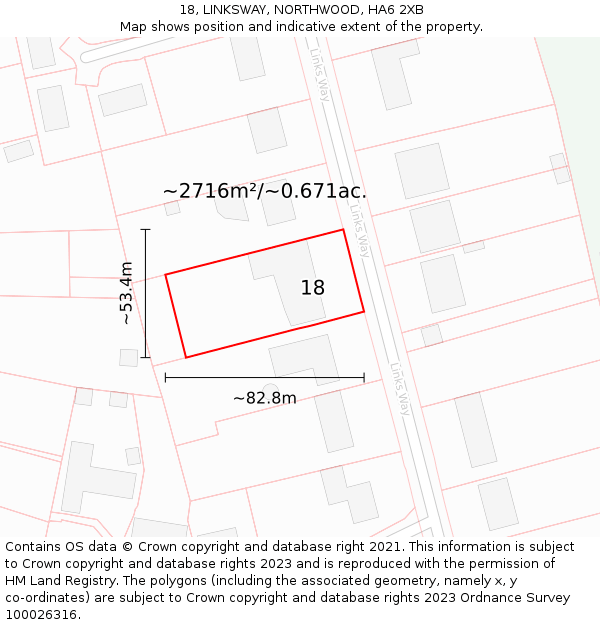 18, LINKSWAY, NORTHWOOD, HA6 2XB: Plot and title map