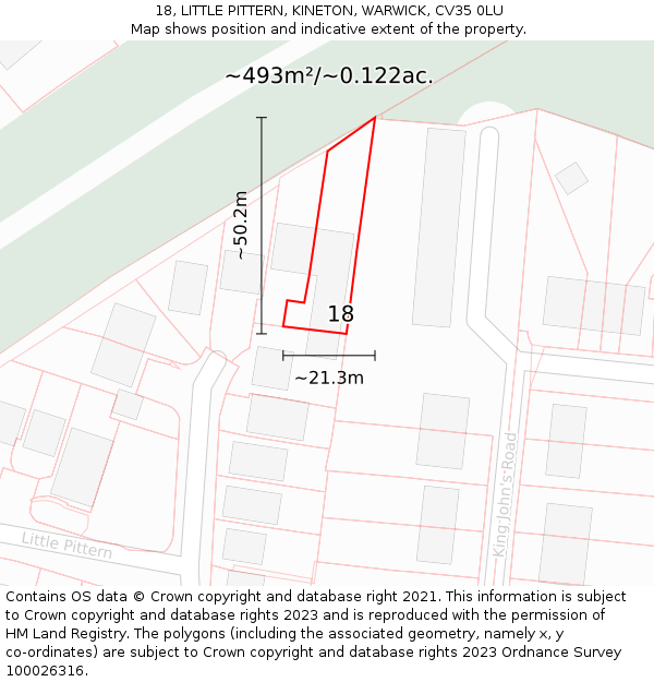 18, LITTLE PITTERN, KINETON, WARWICK, CV35 0LU: Plot and title map