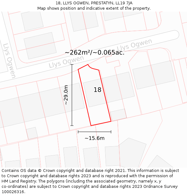 18, LLYS OGWEN, PRESTATYN, LL19 7JA: Plot and title map