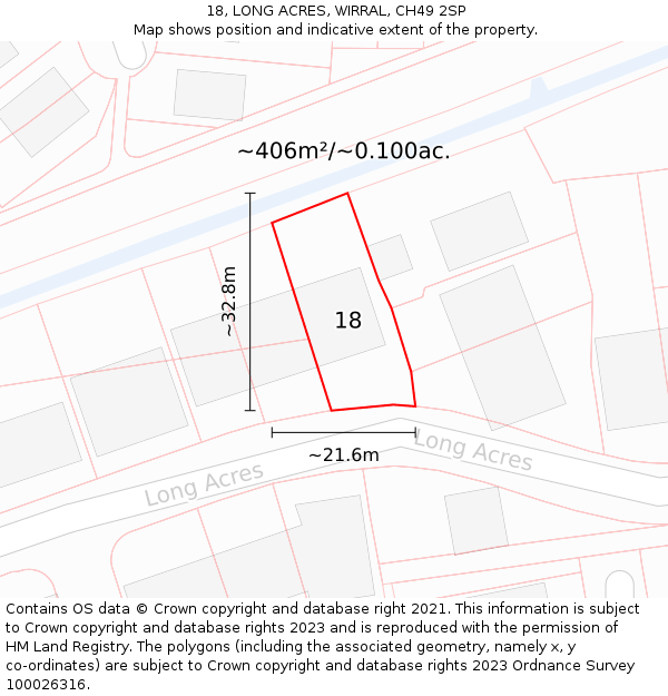 18, LONG ACRES, WIRRAL, CH49 2SP: Plot and title map