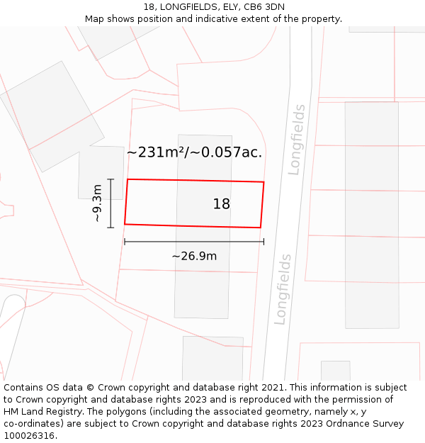 18, LONGFIELDS, ELY, CB6 3DN: Plot and title map