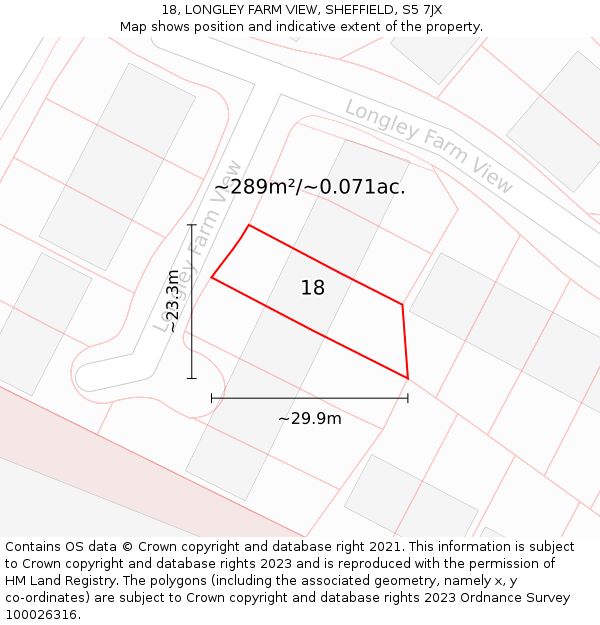 18, LONGLEY FARM VIEW, SHEFFIELD, S5 7JX: Plot and title map