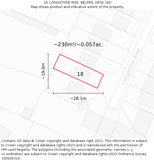 18, LONGSTONE RISE, BELPER, DE56 1ED: Plot and title map
