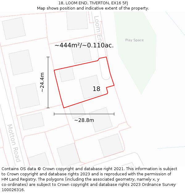 18, LOOM END, TIVERTON, EX16 5FJ: Plot and title map