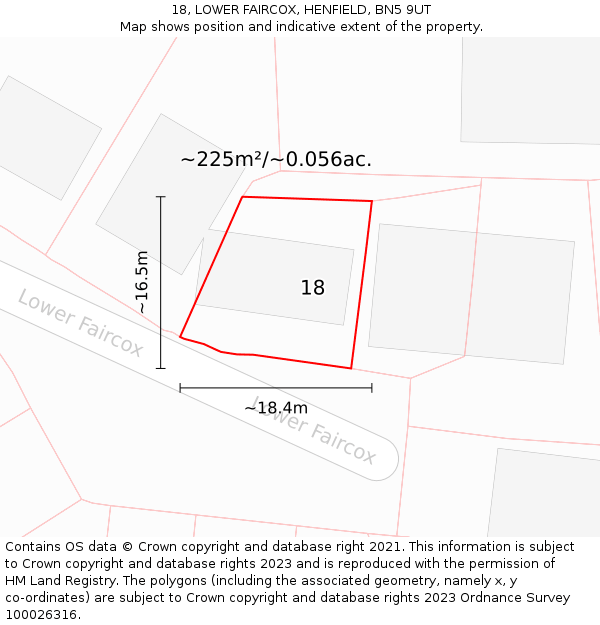 18, LOWER FAIRCOX, HENFIELD, BN5 9UT: Plot and title map