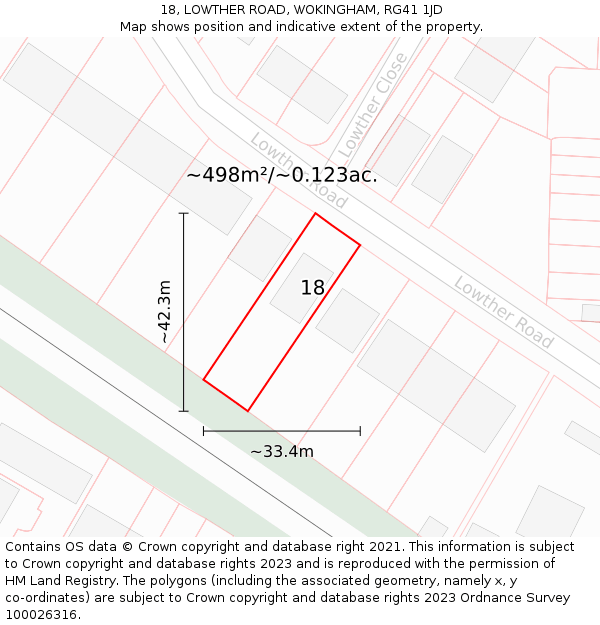18, LOWTHER ROAD, WOKINGHAM, RG41 1JD: Plot and title map